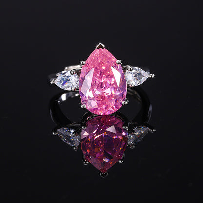 10Ct Pink Sapphire Pear Cut Engaement Ring