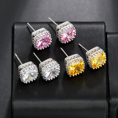 6Ct Asscher Cut Stud Earrings