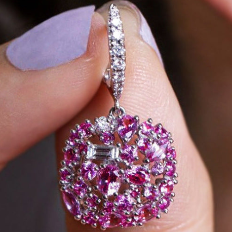 6Ct Pink Sapphire Pear Cut Drop Earrings