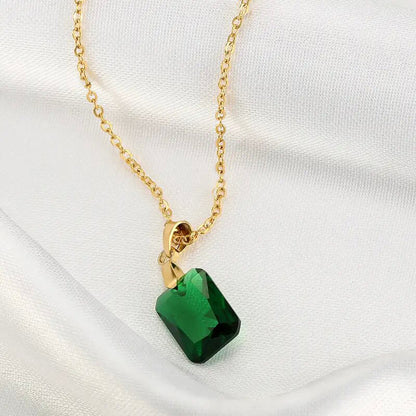 8Ct Green Sapphire Baguette Cut Necklace