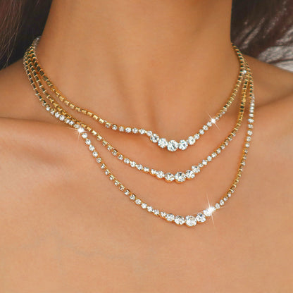 9Ct White Sapphire Round Cut Necklace