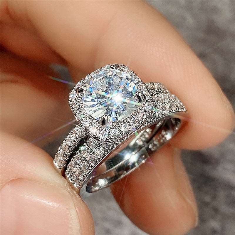 10Ct White Sapphire Round Cut Wedding Rings Set