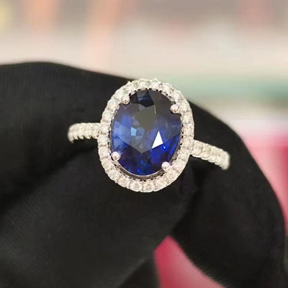 10Ct Blue Sapphire Oval Cut Engagement Rings