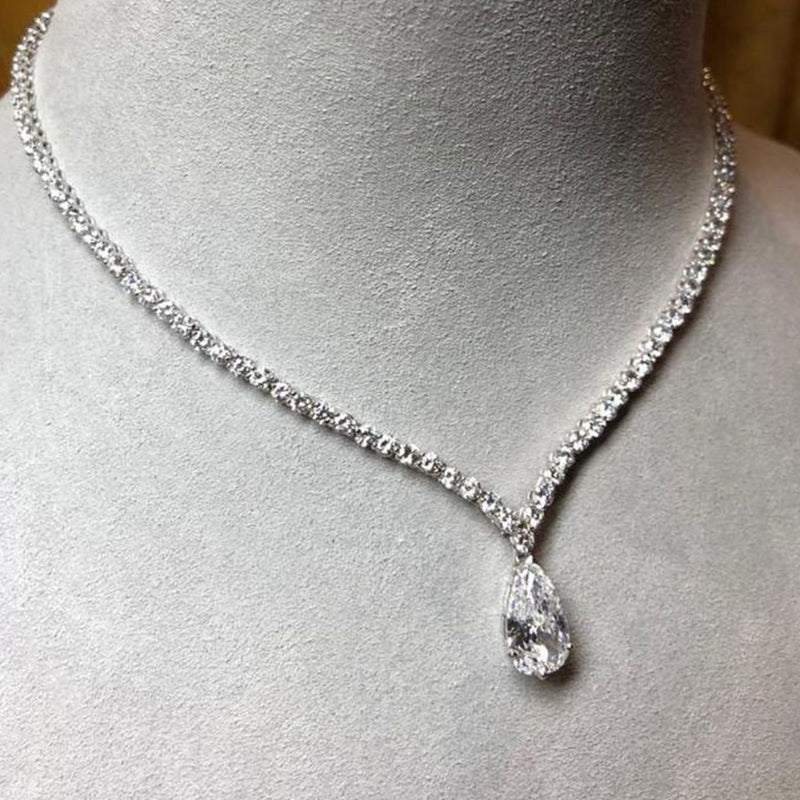 25Ct White Sapphire Pear Cut Necklace