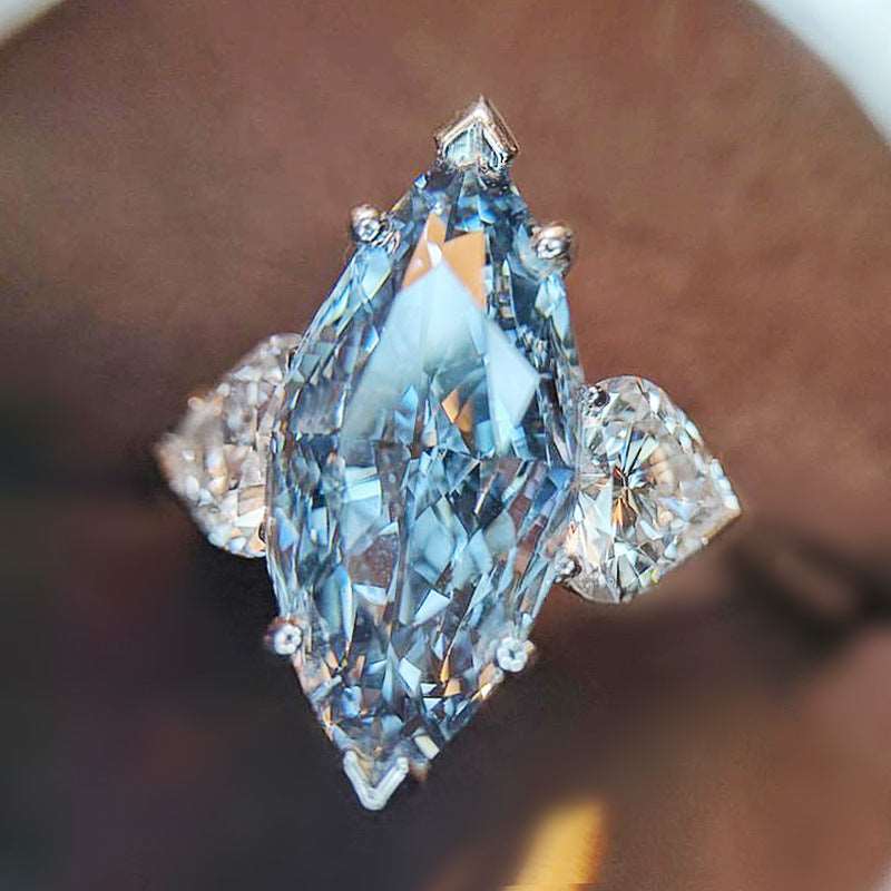 10Ct Blue Sapphire Marquise Cut Ring