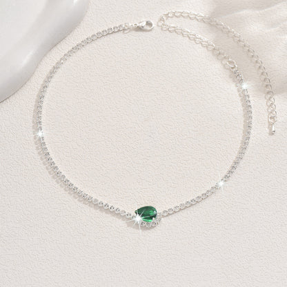 10Ct White&Green Sapphire Pear Cut Necklace