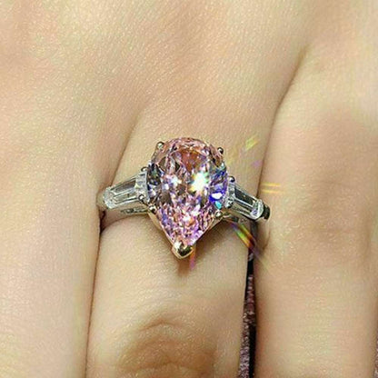 10Ct Pink Sapphire Pear Cut  Ring