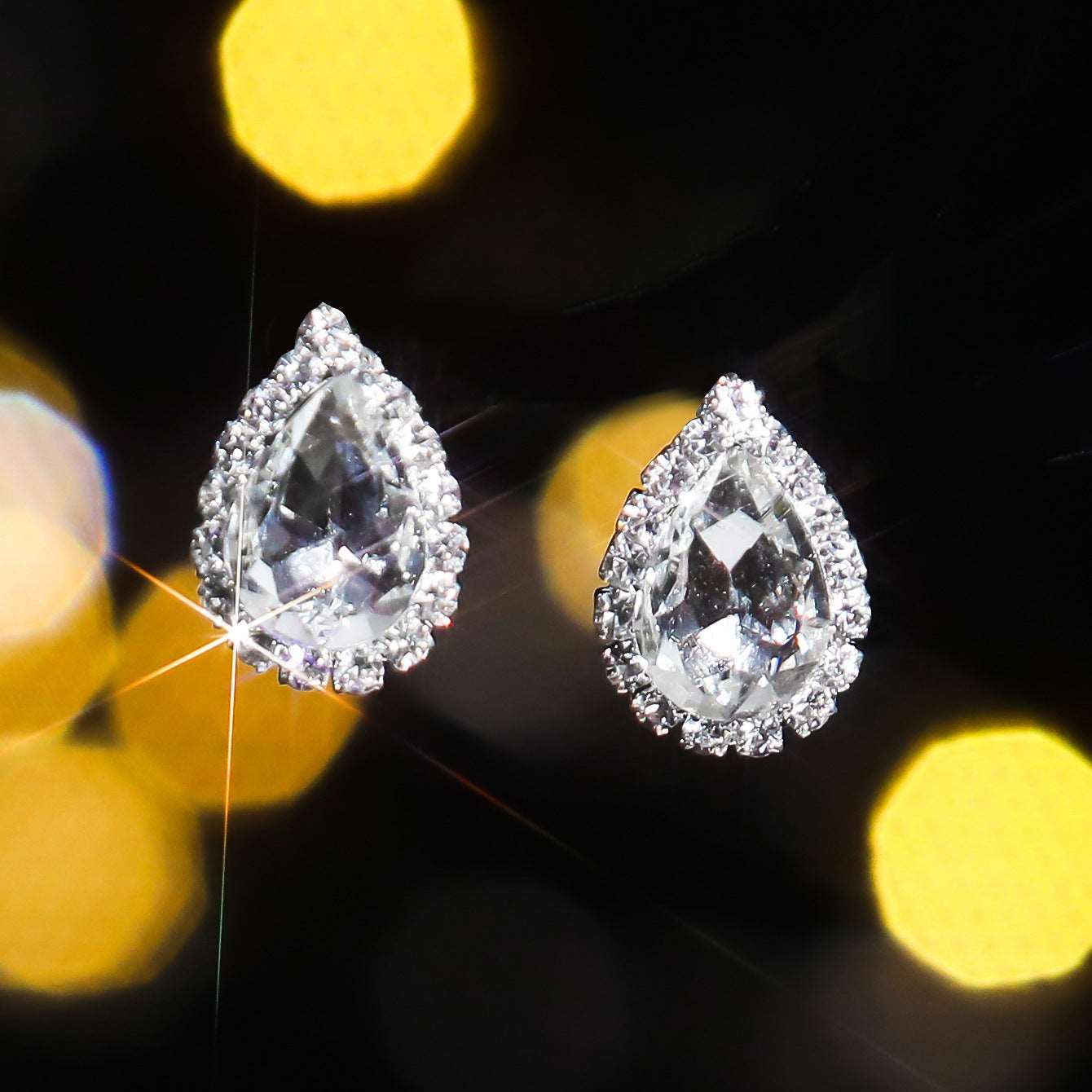 12Ct White Sapphire Pear  Cut Stud Earrings