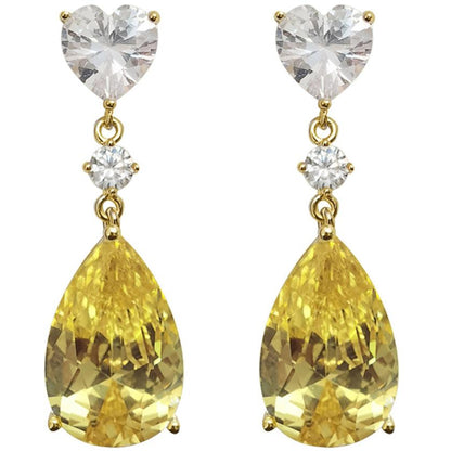 14Ct Yellow Sapphire Pear Cut Drop Earrings