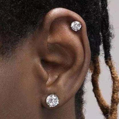 White Sapphire Round Cut Stud Earrings