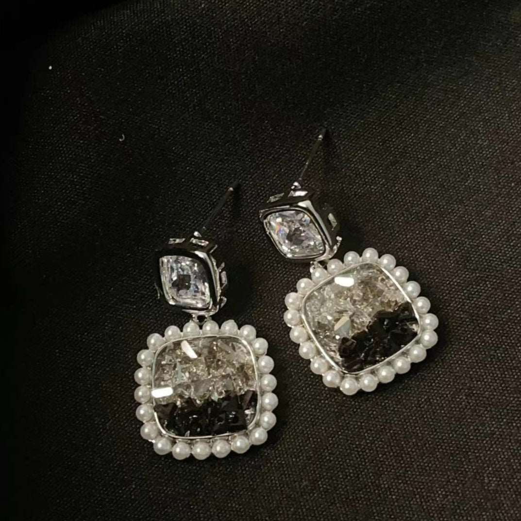 12Ct Black Sapphire Asscher Cut Drop Earrings