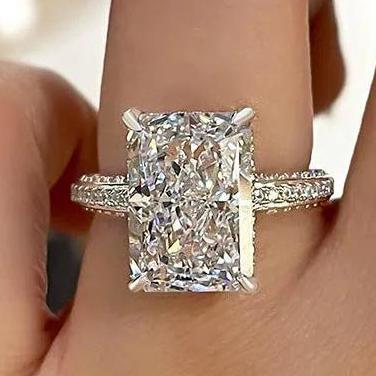 14Ct White Sapphire Baguette Cut Wedding Ring