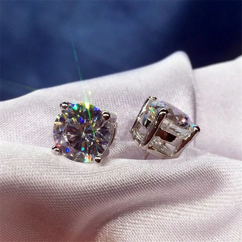 6Ct White Sapphire Round Cut Stud Earrings