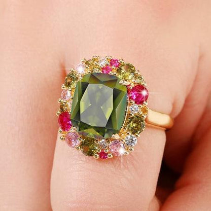 10Ct Green Sapphire Baguette Cut Engaement Ring