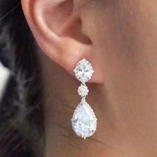 20Ct White Sapphire Pear Cut Drop Earrings