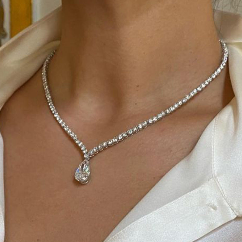 25Ct White Sapphire Pear Cut Necklace