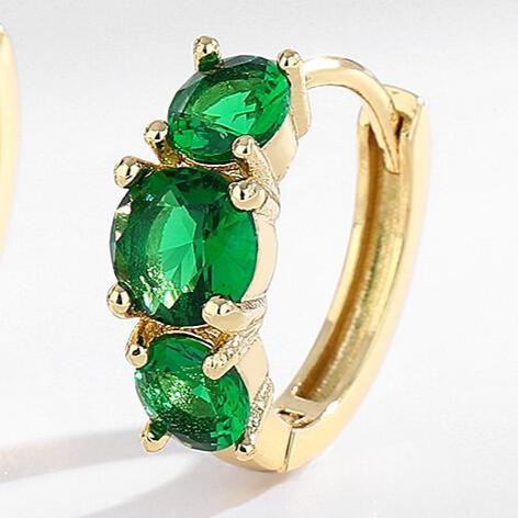 6Ct Green Sapphire Round Cut Hoop Earrings