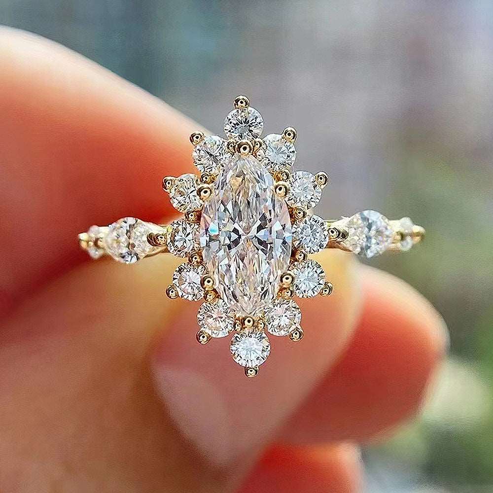 10Ct White Sapphire Marquise Cut Wedding Ring