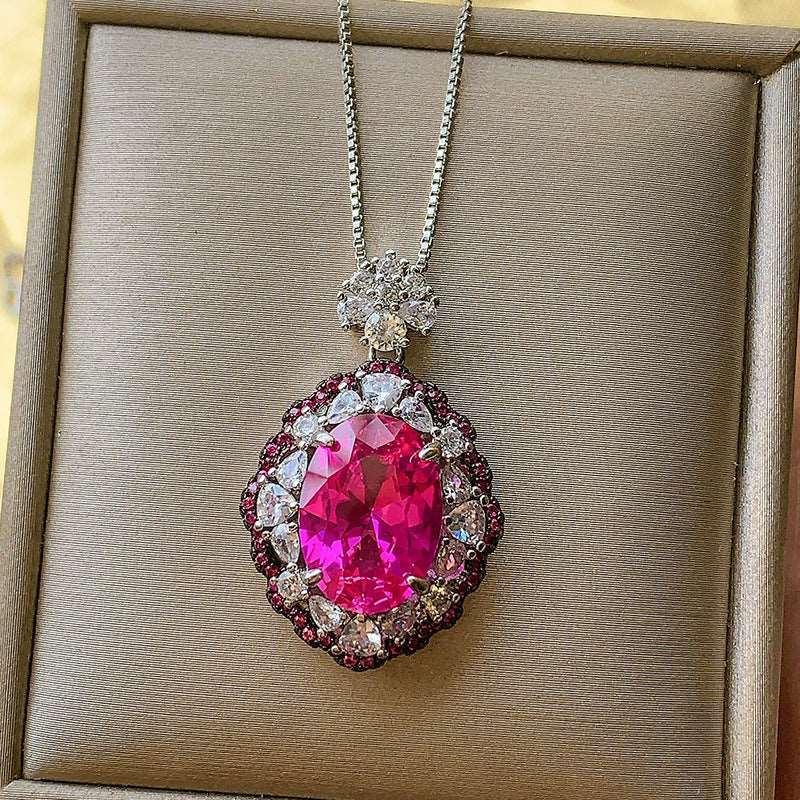 10Ct Red Sapphire Pear Cut Necklace