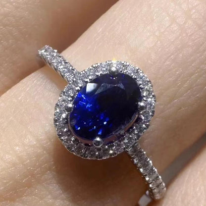 10Ct Blue Sapphire Oval Cut Engagement Rings