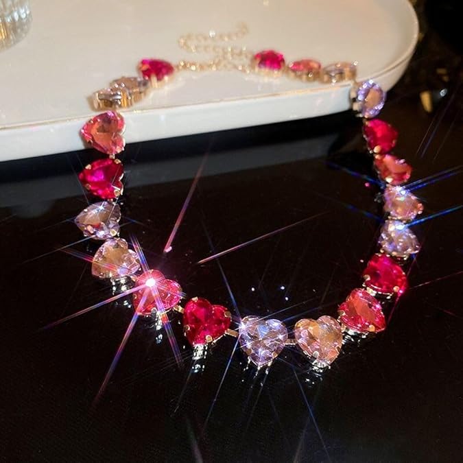 36Ct Rainbow Sapphire Heart Cut Necklace