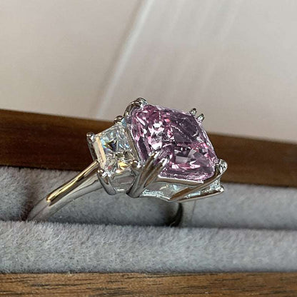 10Ct Pink Sapphire Asscher Cut Engaement Ring