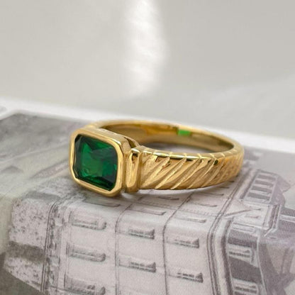 3Ct Green Sapphire Baguette Cut Ring