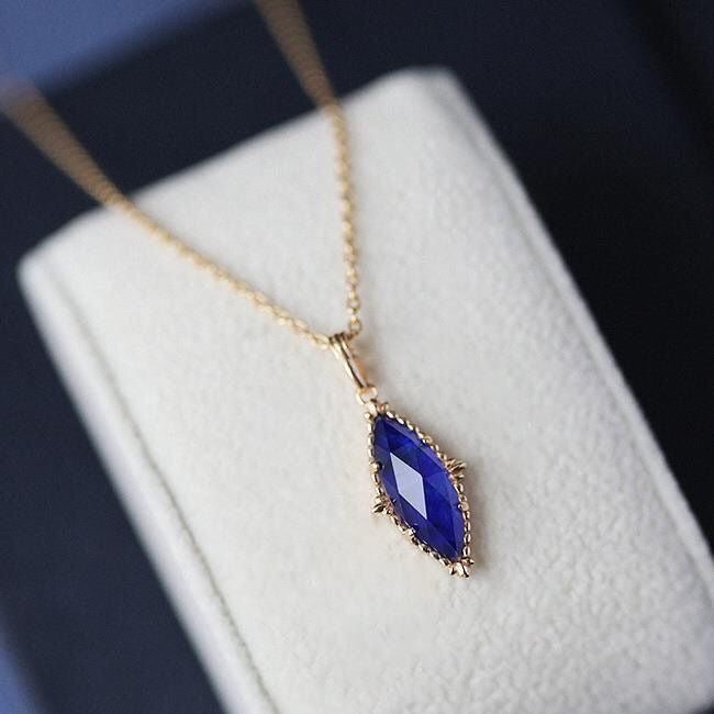 8Ct Blue Sapphire Marquise Cut Necklace