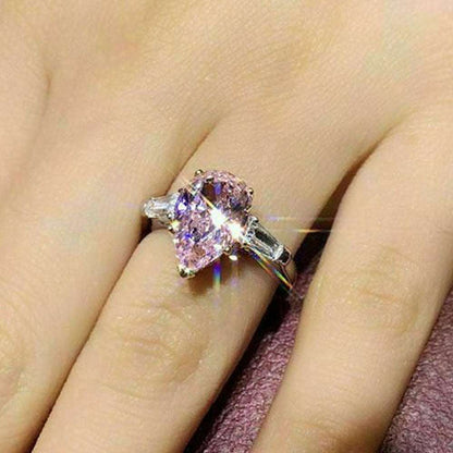 10Ct Pink Sapphire Pear Cut  Ring