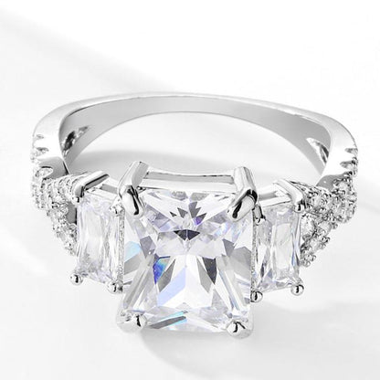 10Ct White Sapphire Asscher Cut Wedding Ring