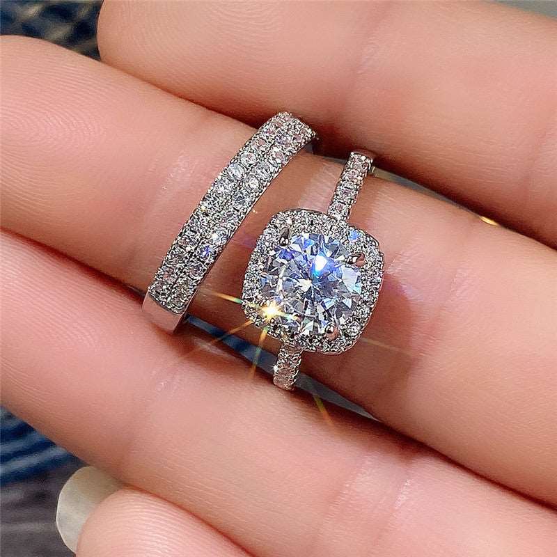 10Ct White Sapphire Round Cut Wedding Rings Set