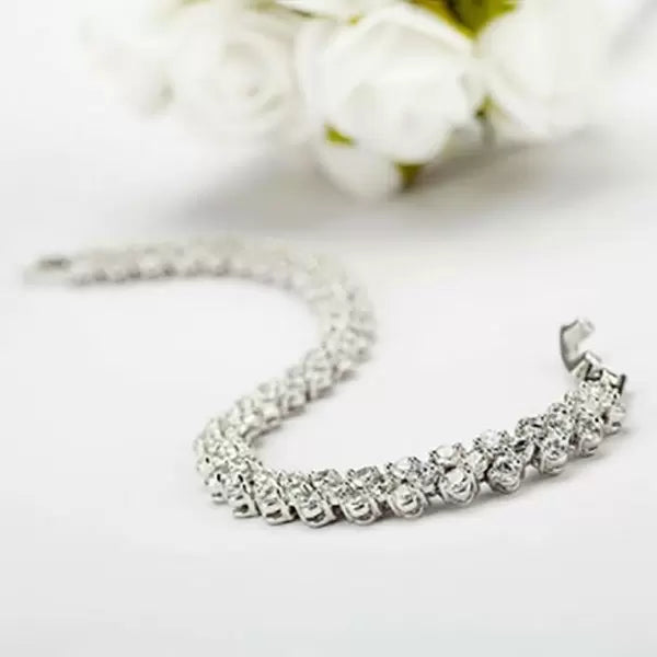 14Ct White Sapphire Round Cut Bracelet