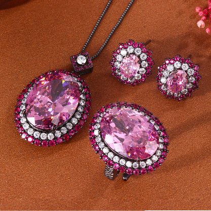 Red Sapphire Oval Cut Jewelry Set