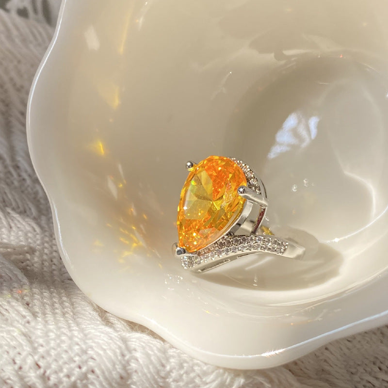 13Ct Yellow Sapphire Pear Cut Ring