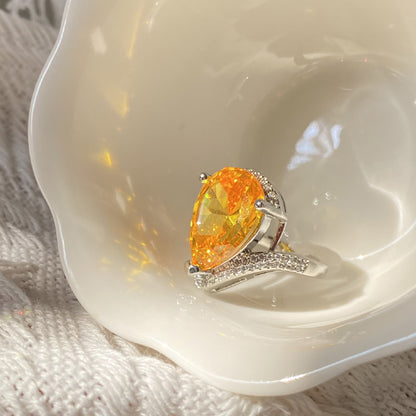 13Ct Yellow Sapphire Pear Cut Ring