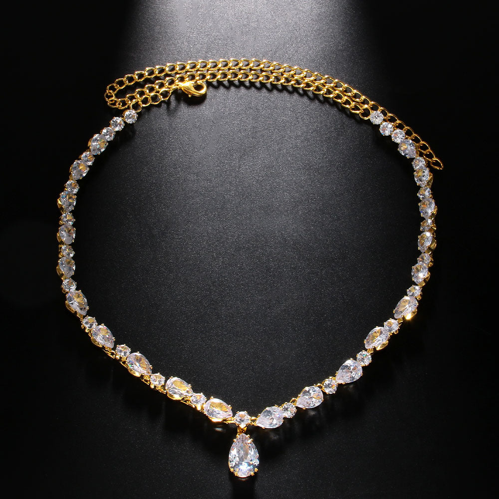 30Ct White Sapphire Pear Cut Necklace