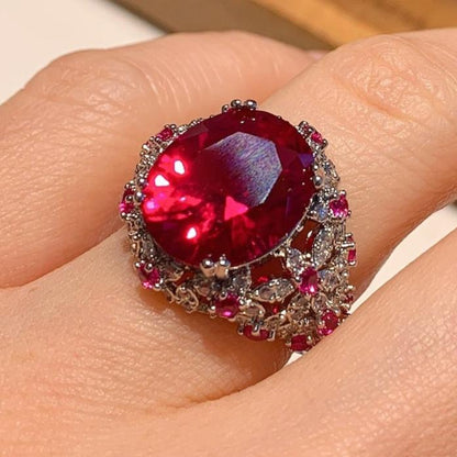 14Ct Red Sapphire Oval Cut Engagement Rings