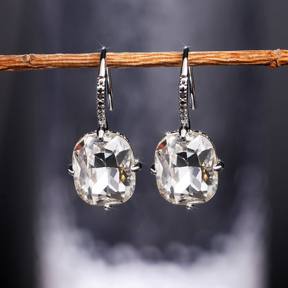 20Ct White Sapphire Cushion Cut Drop Earrings