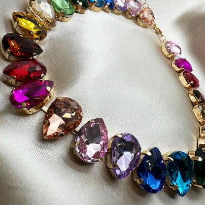 33Ct Rainbow Sapphire Pear Cut Necklace