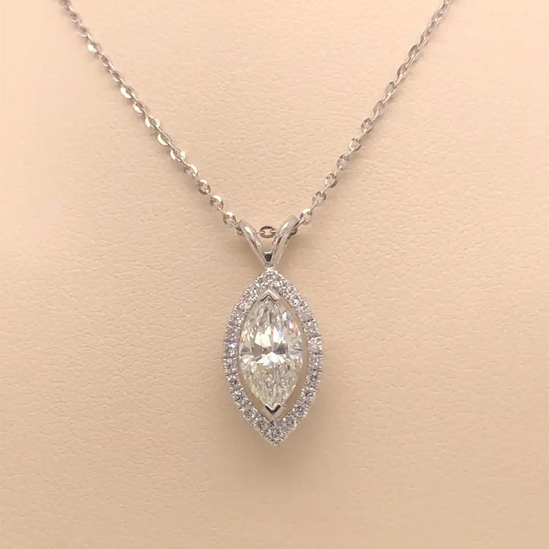 12Ct White Sapphire Marquise Cut Necklace