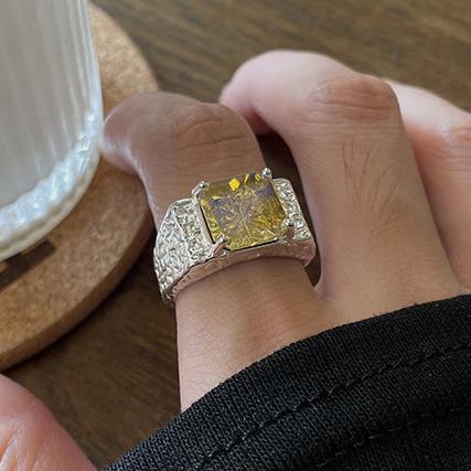 6Ct Yellow  Sapphire Asscher Cut Ring