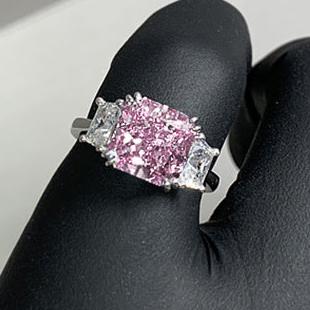 10Ct Pink Sapphire Asscher Cut Engaement Ring