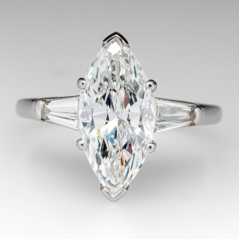 3Ct White Sapphire Marquise Cut Wedding Ring