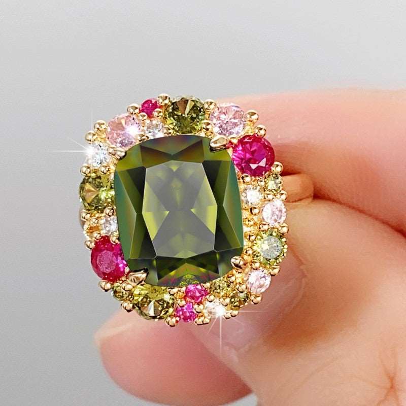 10Ct Green Sapphire Baguette Cut Ring