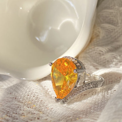 13Ct Yellow Sapphire Pear Cut Ring