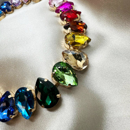 33Ct Rainbow Sapphire Pear Cut Necklace