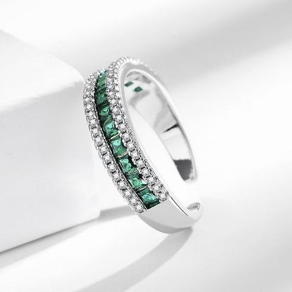 6Ct Green Sapphire Baguette Cut Ring