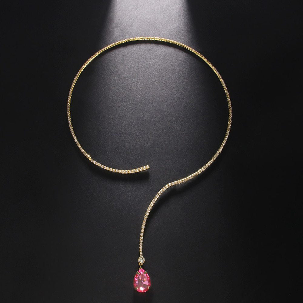 10Ct Red Sapphire Pear Cut Necklace