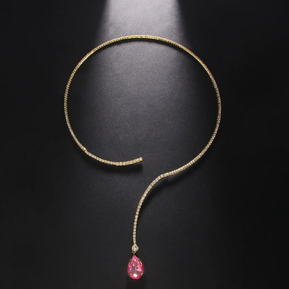 10Ct Red Sapphire Pear Cut Necklace