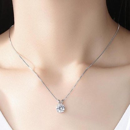 7Ct White Sapphire Round Cut Necklace